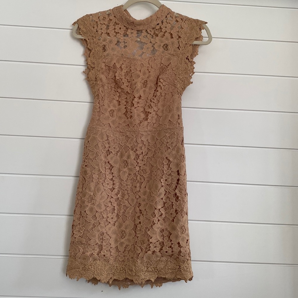 Nude lace mini dress